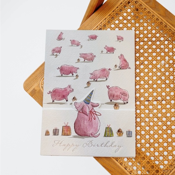 Happy Birthday Piglet Greeting Card - Picture 1 of 8